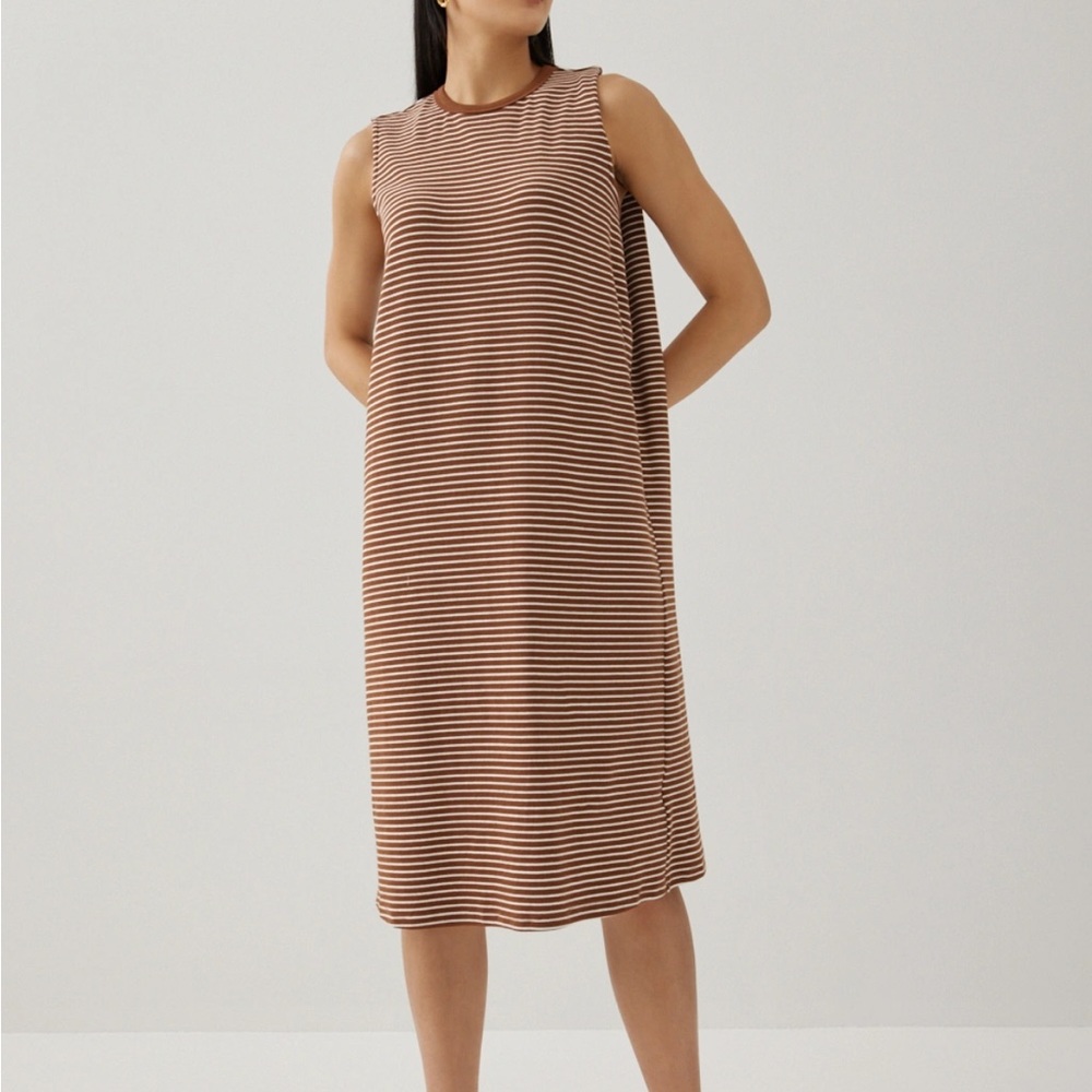 Striped Jersey Drape Column Dress